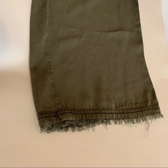 C&C California Loose Leg Size S Green Pants Elastic Waist Wide Frayed Hem Small - Picture 3 of 10